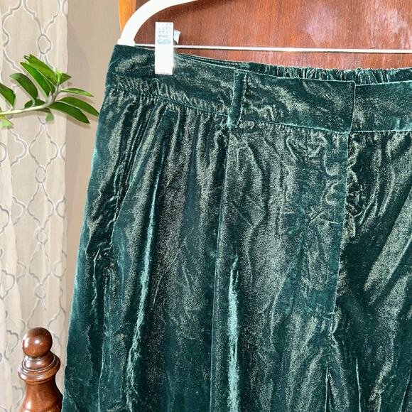 New Old Navy Extra High-Waisted Velvet Taylor Pants wide leg green Large - Picture 3 of 13